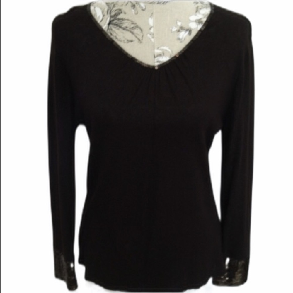 *talbots Brown Sequin Top LP